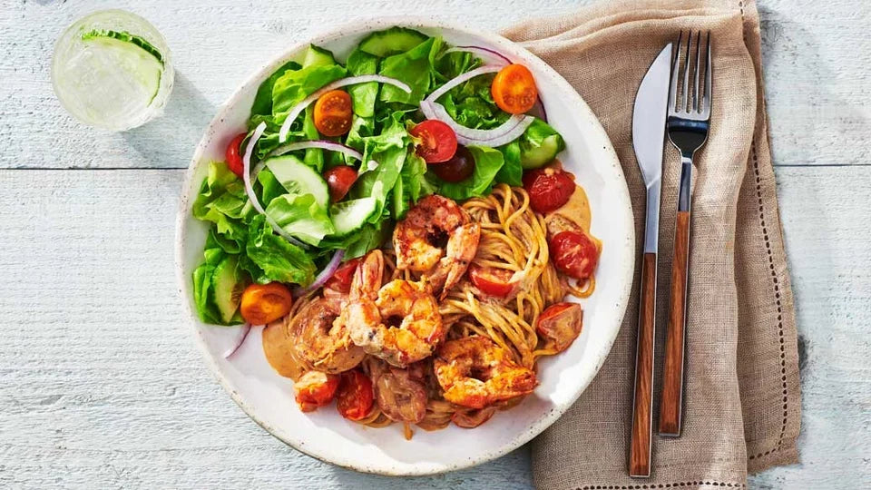 Red Garlic Shrimp & Tomato Pasta