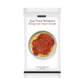 A single packet of Epicure Easy Peasy Bolognese seasoning mix, featuring a white package with a photo of spaghetti bolognese on the front.