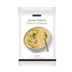 A package of Epicure Creamy Polenta (Polenta crémeuse) in a white stand-up pouch with a photo of the prepared food in a bowl on the front.