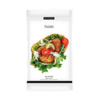 A single white sachet of Epicure Falafel seasoning mix, featuring a colorful illustration of a falafel sandwich on the front, set against a plain white background.
