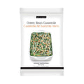 A package of Epicure Green Bean Casserole seasoning, featuring a white bag with a photo of cooked green beans in a casserole dish and orange text.