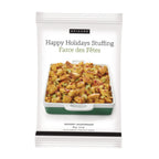A package of Epicure Happy Holidays Stuffing (Farce des Fôtes) on a plain white background. The packaging is white with black and green text and features a photo of the prepared stuffing in a white and green casserole dish.