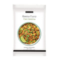 A package of Epicure Keema Curry (Cari keema) seasoning, featuring a white pouch with a central image of the prepared curry dish in a bowl with green peas and a lime wedge.
