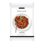 A white resealable pouch of Epicure Ratatouille Seasoning, featuring a photo of a plated colorful chopped vegetable seasoning mix on the front, with the brand name Epicure and product name Ratatouille visible.