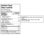 A Nutrition Facts label in French with a black-and-white nutrition table and ingredient list on a plain white background.