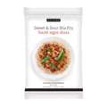 A white stand-up pouch of Epicure Sweet & Sour Stir-Fry seasoning, featuring a photo of the prepared dish in a bowl on the front, set against a plain white background.