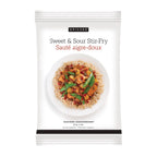 A white stand-up pouch of Epicure Sweet & Sour Stir-Fry seasoning, featuring a photo of the prepared dish in a bowl on the front, set against a plain white background.