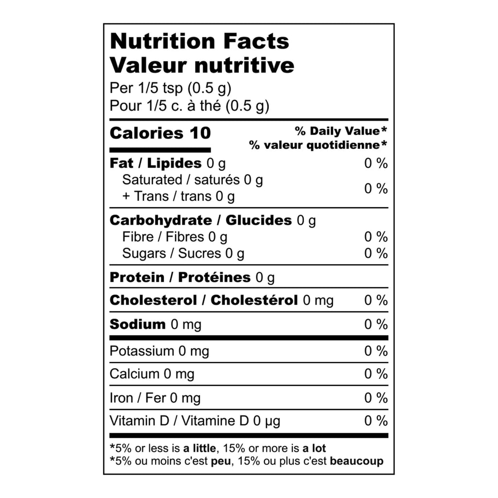 Nutrition facts label for A Spice Affair Aleppo Pepper