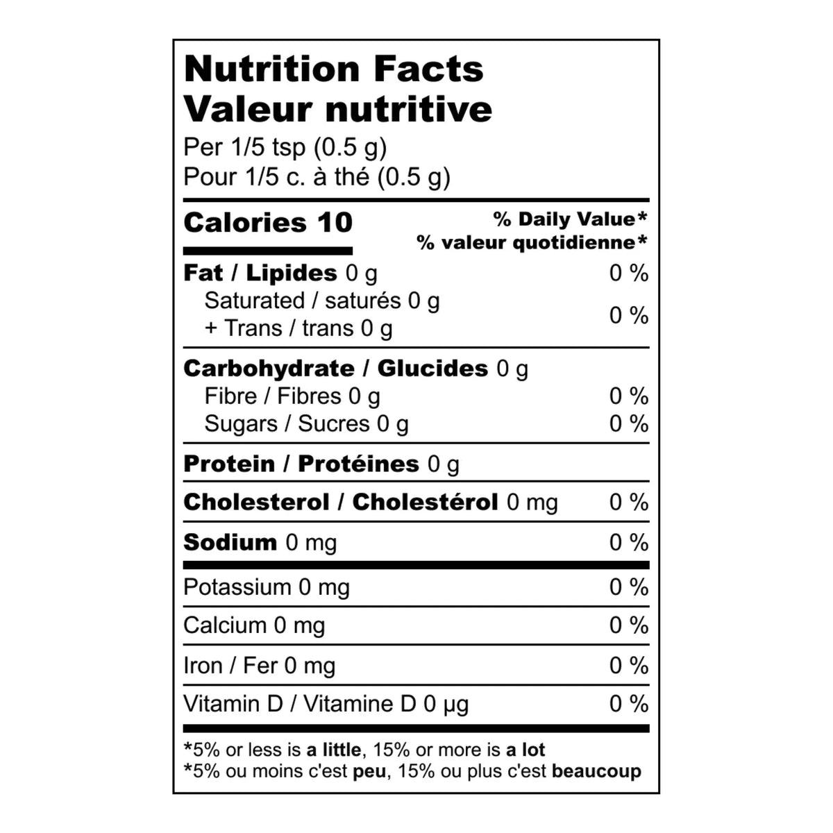 Nutrition facts label for A Spice Affair Aleppo Pepper