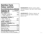 Nutrition facts for Burger Seasoning Epicure 