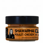 50 gm Jar of Shawarma chicken seasoning with a black lid on a white background