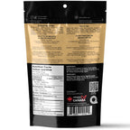 Back view of a black and gold bag of Everything Bacon by A Spice Affair, showing nutrition facts, ingredients, and contact information.