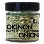 80 gm jar of seasoning labeled 'Everything Onion' with a black lid on a white background.