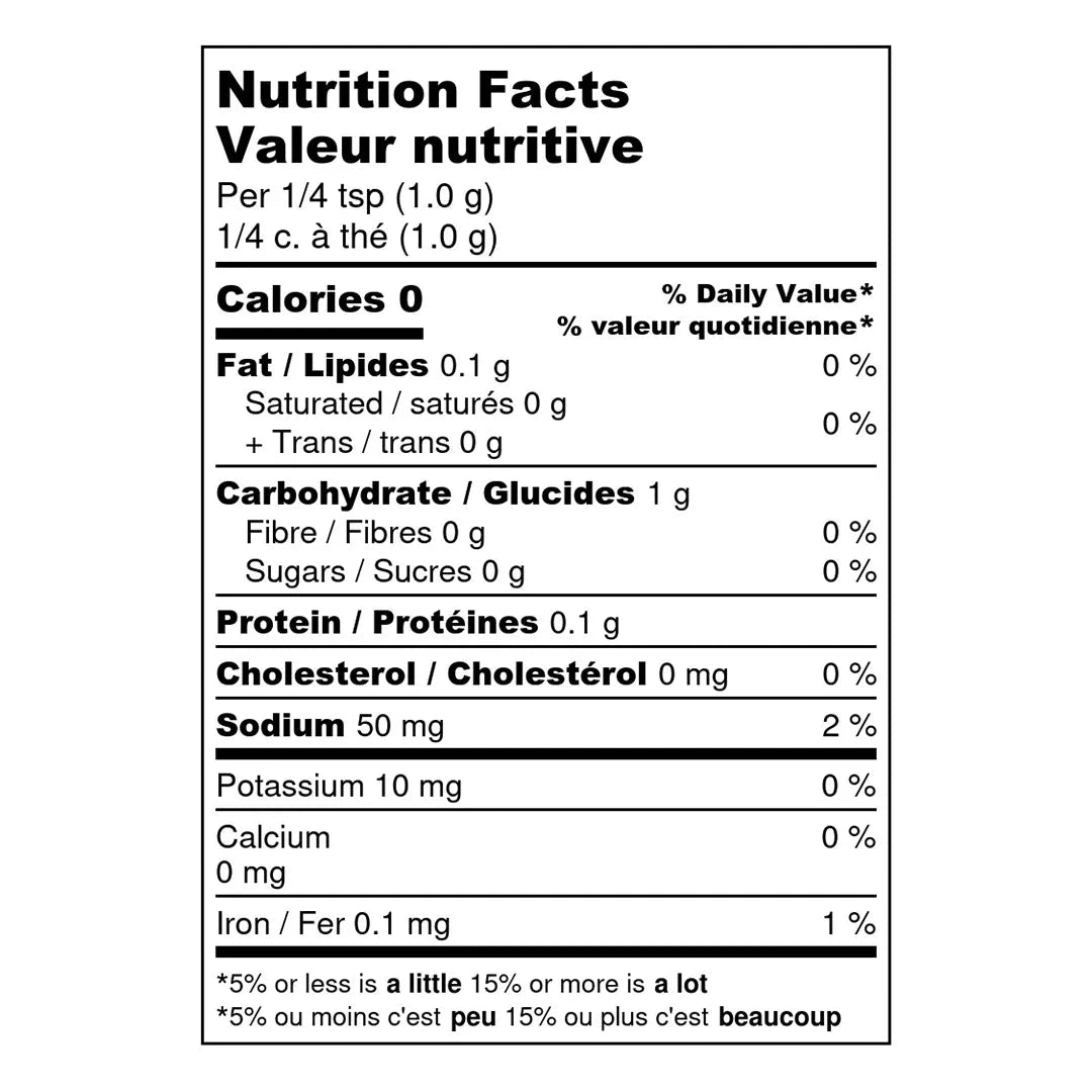 Nutrition facts for A Spice Affair Fajita Seasoning 