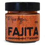 100g Jar of 'A Spice Affair' fajita seasoning on a white background