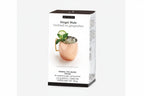 Box of Epicure Ginger Mule tisane tea blend with a copper mug illustration on a white background