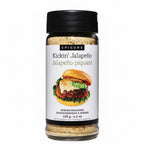 Epicure Kickin' Jalapeño burger seasoning jar on a white background