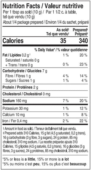 Nutrition facts for Lemon Chicken Orzo Seasoning Blend Epicure 
