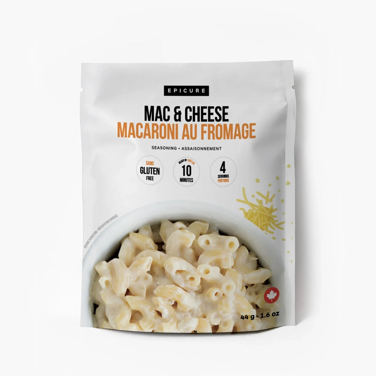 Epicure Mac & Cheese packaging on a white background