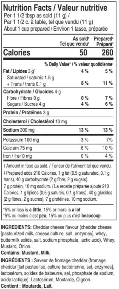 Nutrition facts for Mac & Cheese Seasoning Epicure 