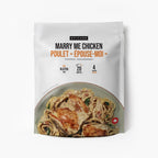 A package of Epicure 'Marry Me Chicken' seasoning blend, featuring a white pouch with black and orange text and a photo of chicken and pasta on the front, set against a plain white background.