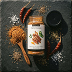 Seasoning/Marinade Jar — Authentic Ingredient Flat Lay | Generated by Modelize