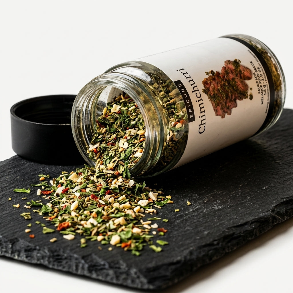 Dry spice blend jar — Dry Herb Texture Macro | Generated by Modelize