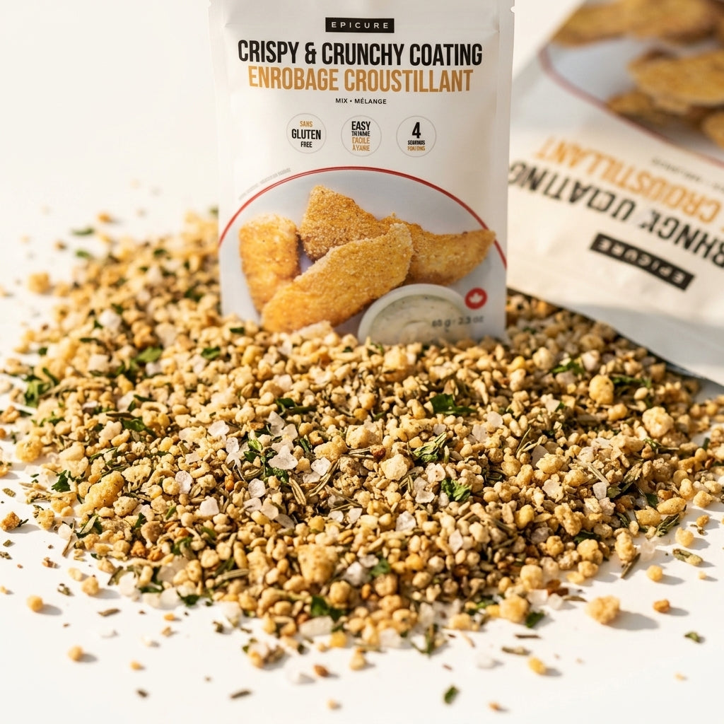 Dry coating mix pouch — Seasoning Texture Macro | Generated by Modelize