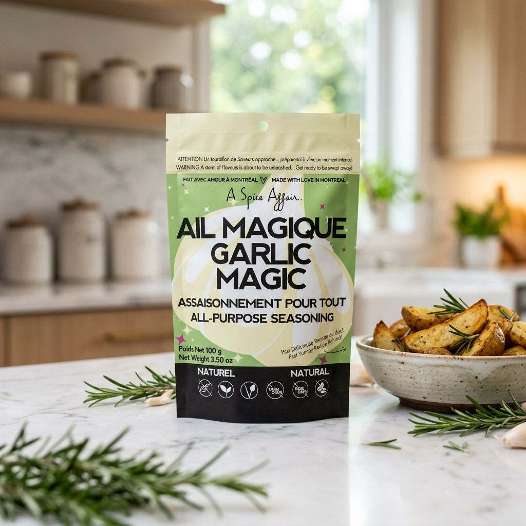 Flexible stand-up seasoning pouch — Culinary Lifestyle Scene | Generated by Modelize