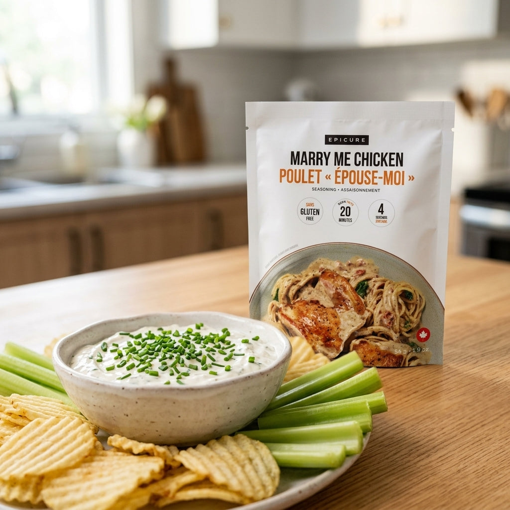 Food seasoning pouch — Prepared Dip Lifestyle | Generated by Modelize