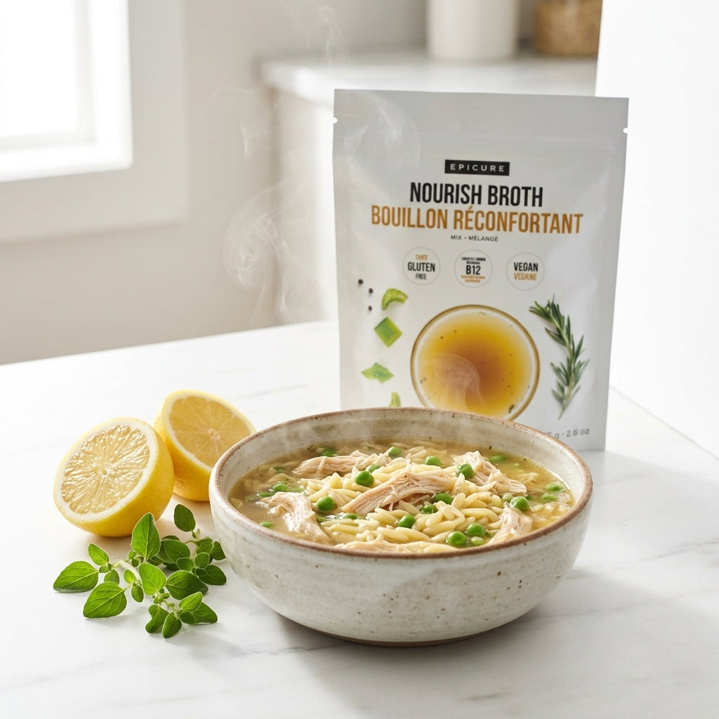 Instant broth mix pouch — Prepared Meal Lifestyle | Generated by Modelize