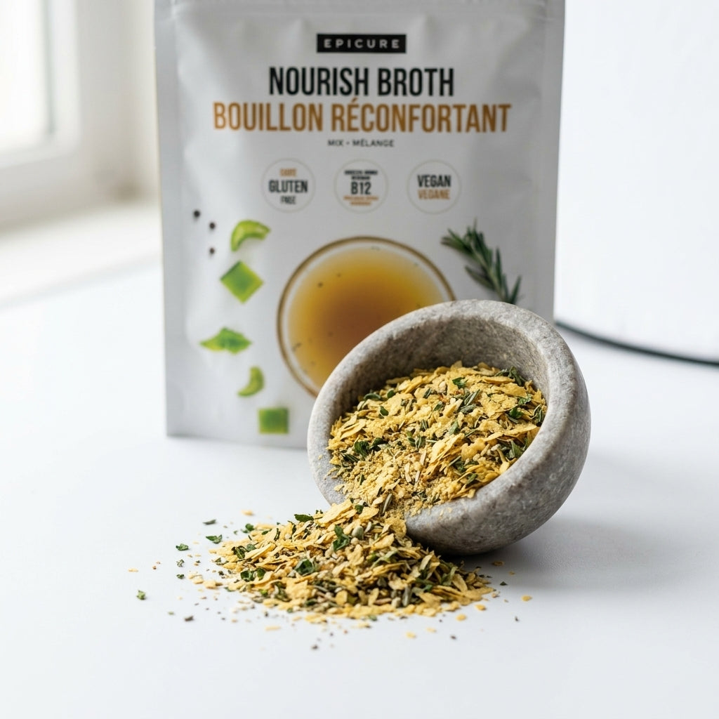 Instant broth mix pouch — Seasoning Macro Detail | Generated by Modelize