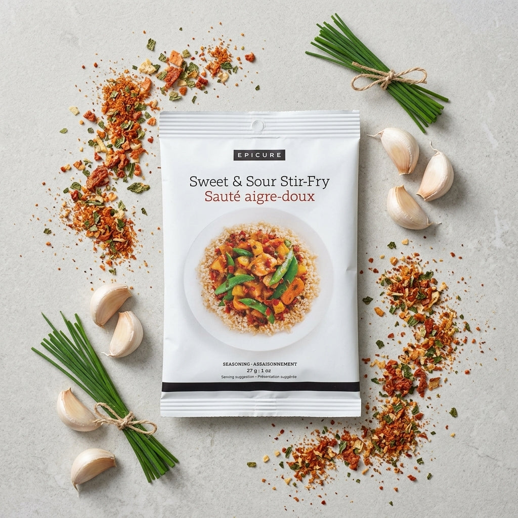 Seasoning packet — Ingredients Flat Lay | Generated by Modelize