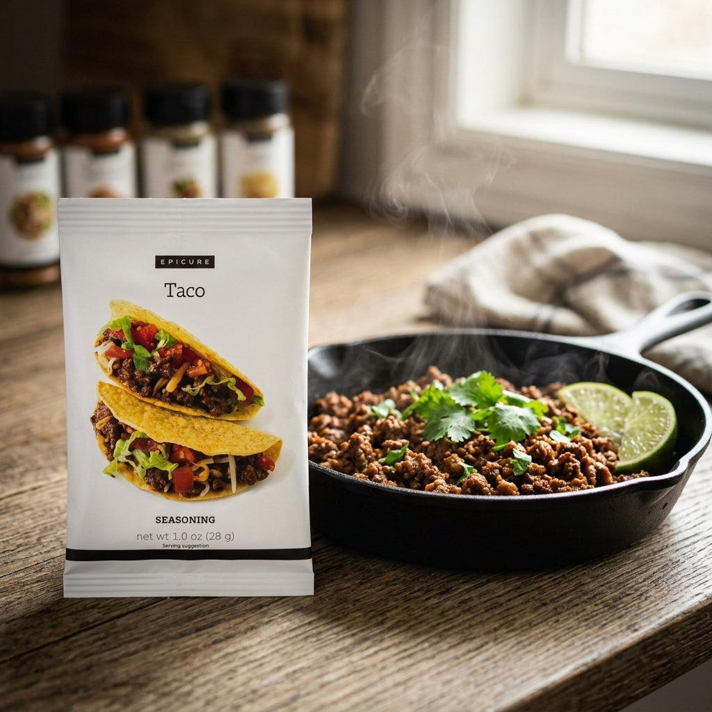 Seasoning packet — Taco Preparation Lifestyle | Generated by Modelize