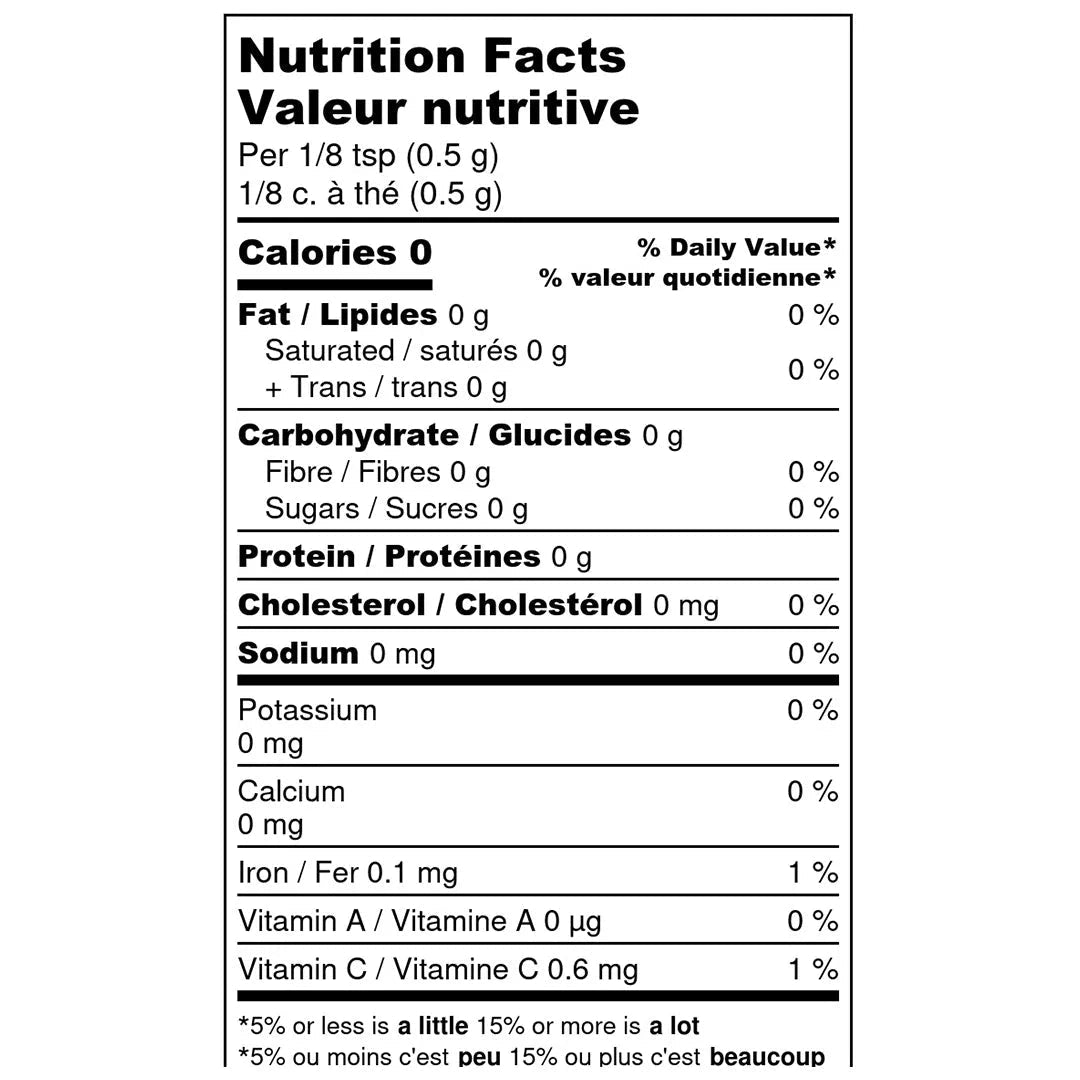Nutrition facts for Mulling Spices - A Spice Affair