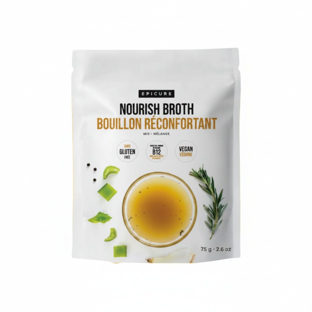 Epicure Nourish Broth package on a white background
