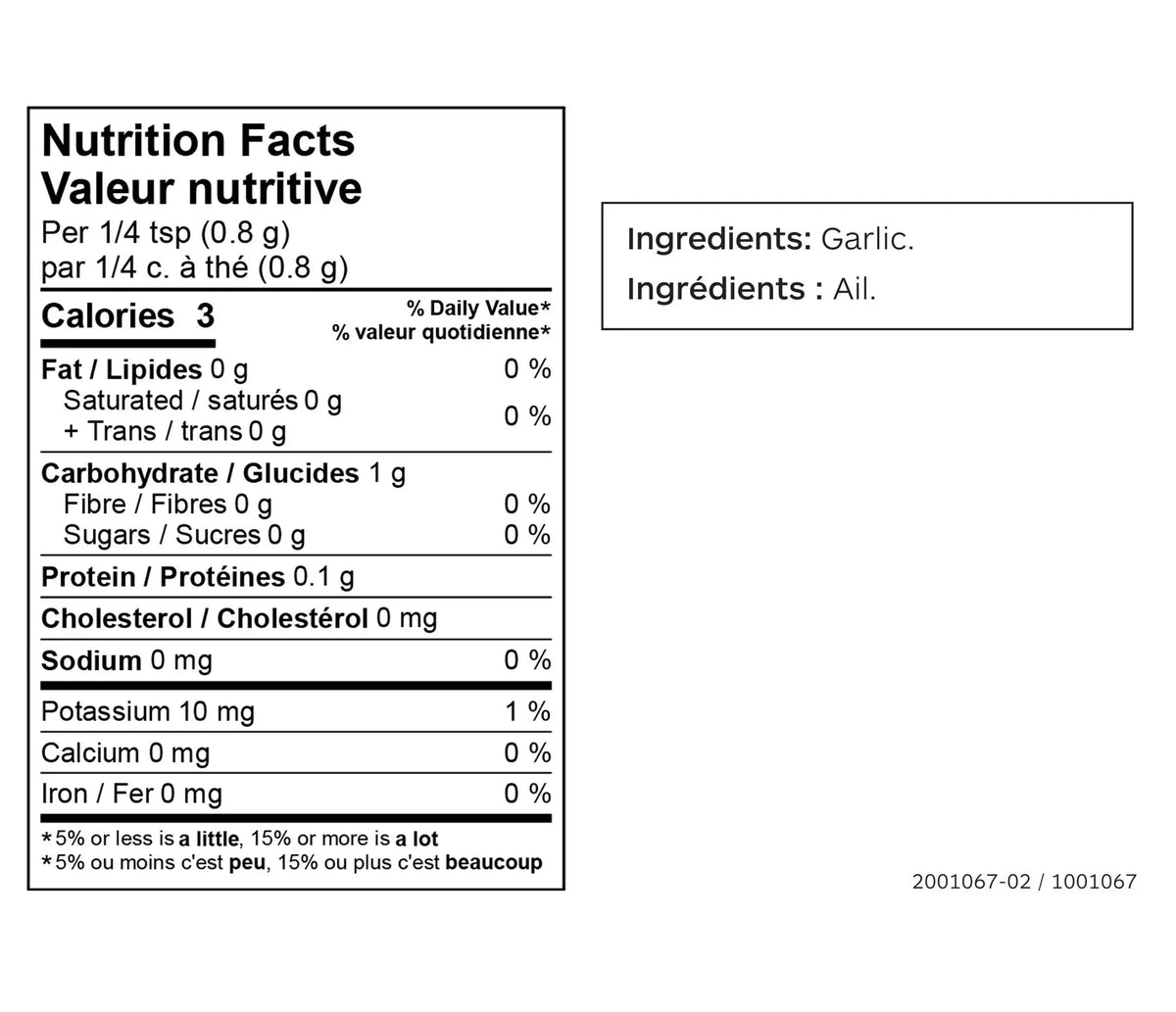 Nutrition facts for Roasted Garlic Aioli Mix Epicure 