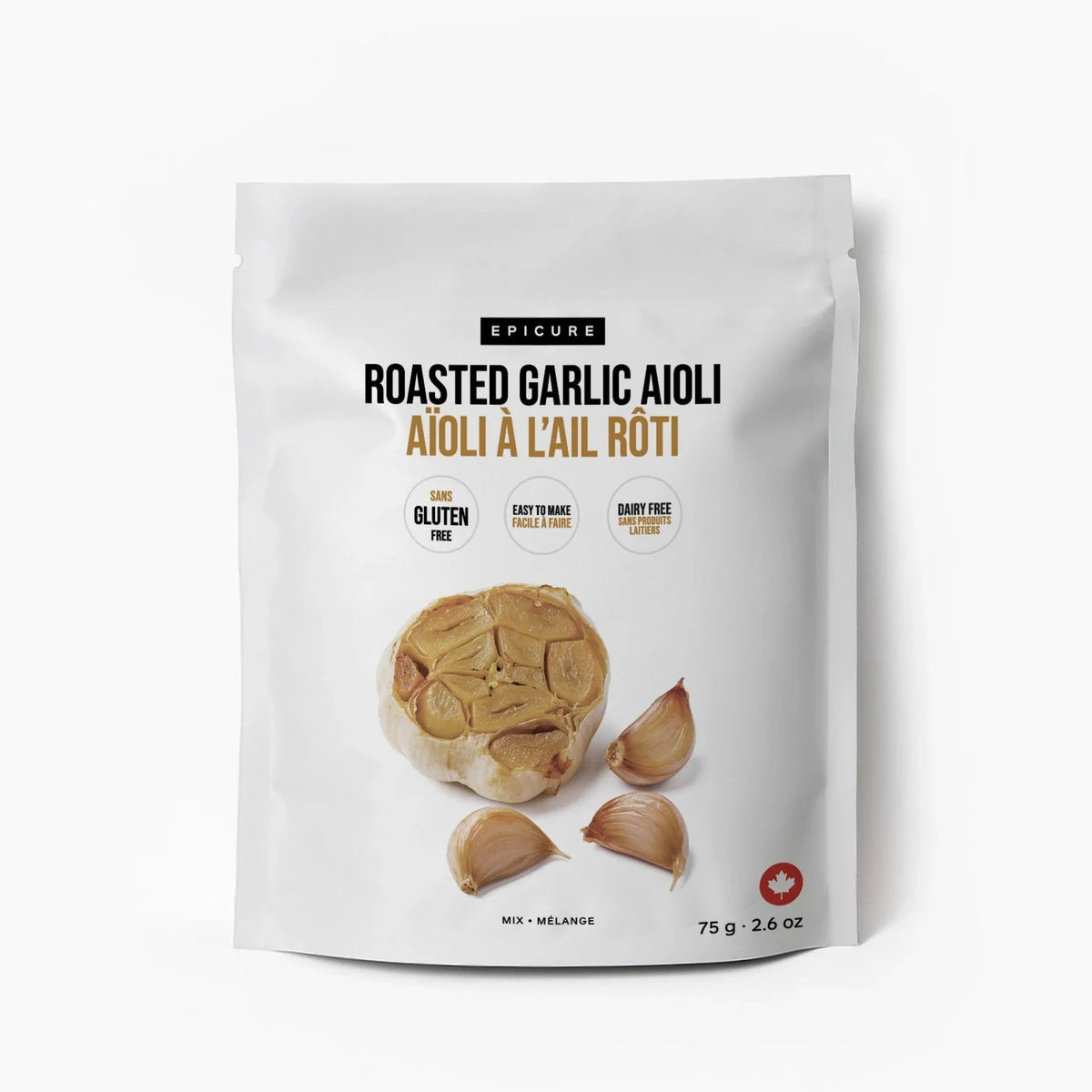 Package of Epicure Roasted Garlic Aioli on a white background