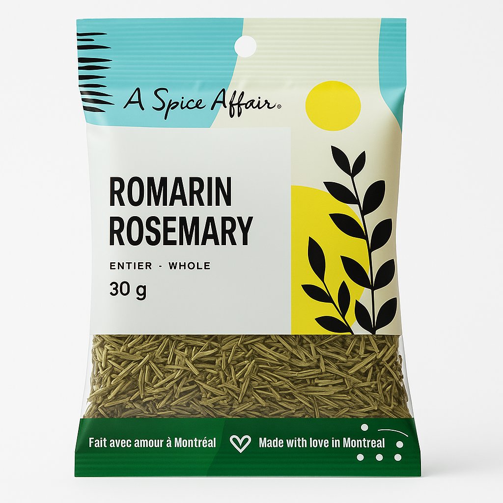 A package of A Spice Affair Whole Rosemary against a white background