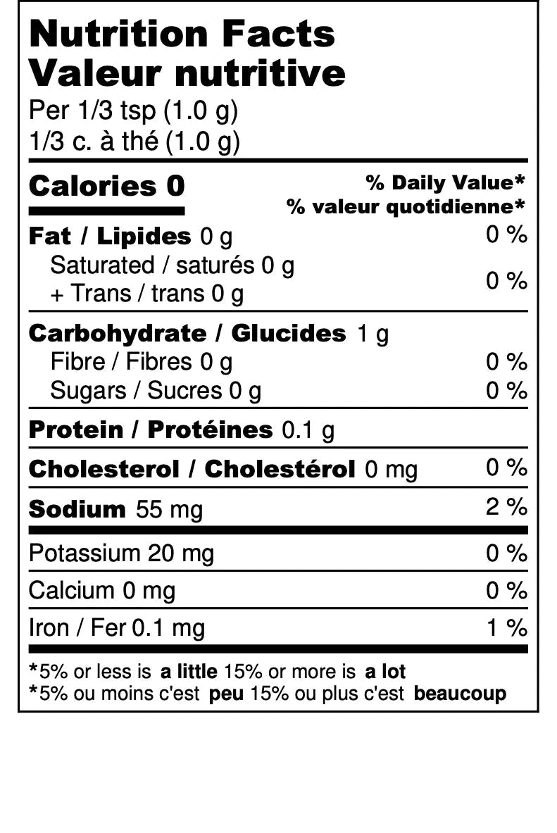 Nutrition facts for Royal Steak Seasoning - A Spice Affair